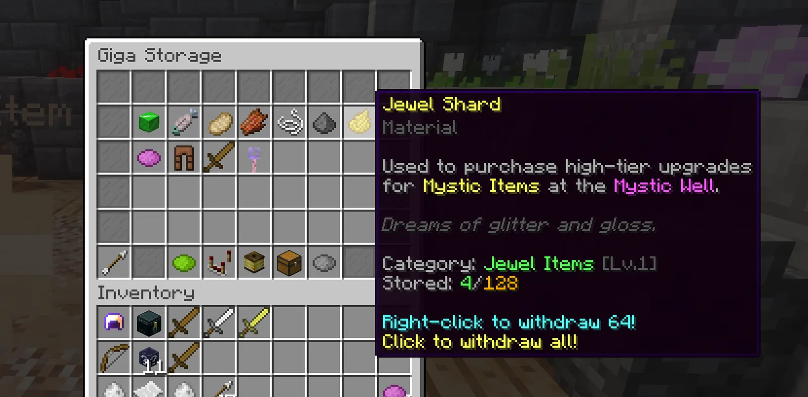 Gigastorage, holding huge stacks of items in single slots